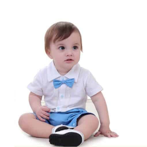 Buy Baby Boy First Birthday Romper Suit with Bowtie Outfit One Piece Set –  0-6-months