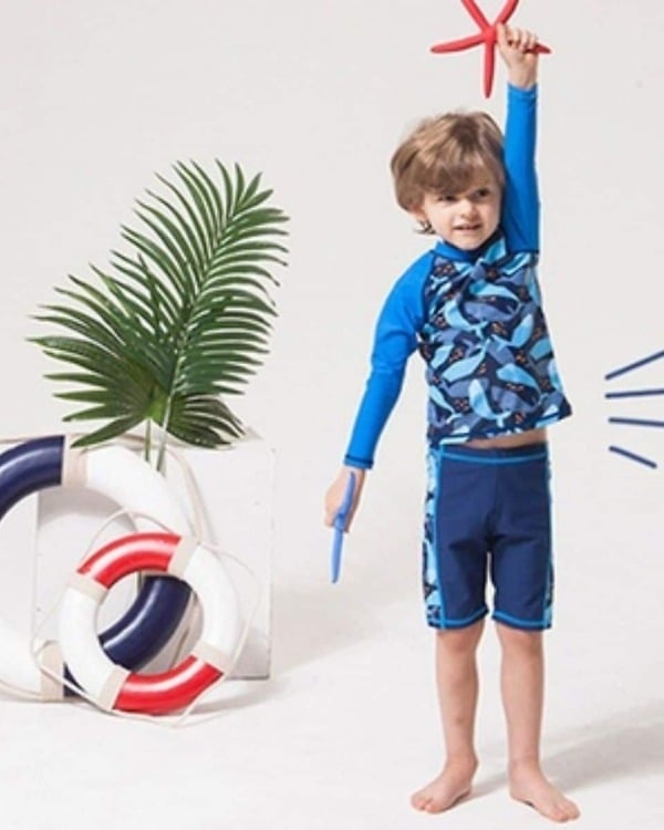 Printed baby boy two piece swimsuit comfortable summer gift outfit