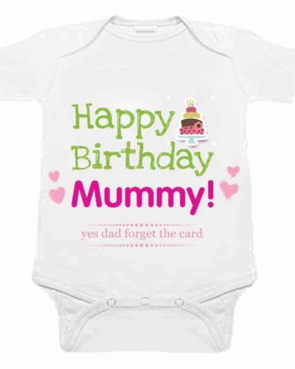 Happy birthday mummy bodysuit for family, stylish festive wear
