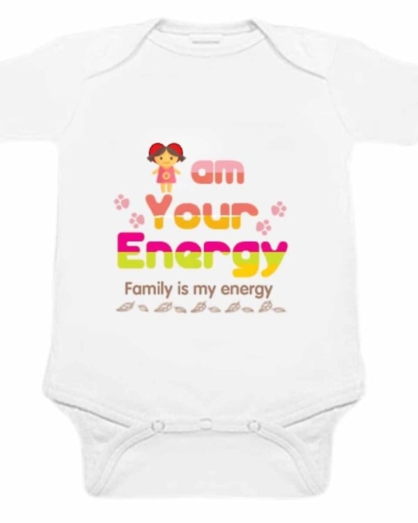 Baby romper white family quote print comfortable cute daily wear