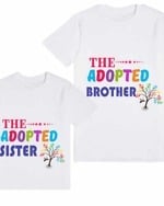 Kids sibling tshirt adopted brother sister white print comfortable special occasion wear