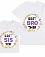 Kids sibling matching tshirt best brother sister white print comfortable special occasion wear