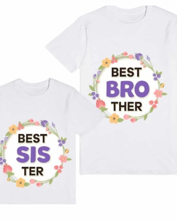 Kids sibling matching tshirt best brother sister white print comfortable special occasion wear