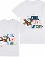 Father son Christmas tshirt white festive print comfortable holiday occasion wear