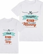 Dad daughter matching tshirt white printed design comfortable special occasion wear