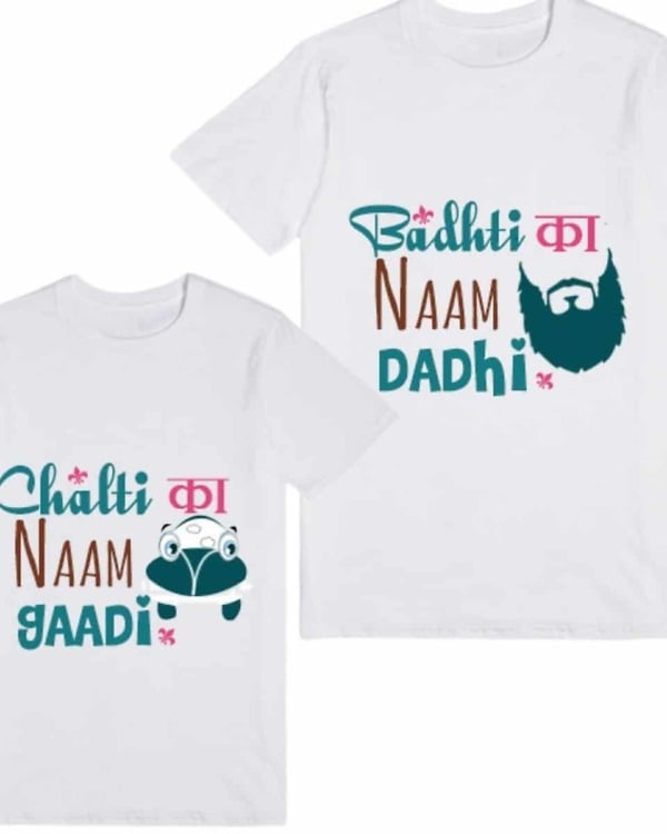 Family matching tshirt white printed design comfortable special occasion wear