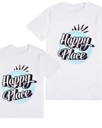 Kids sibling tshirt happy place white printed design comfortable special occasion wear
