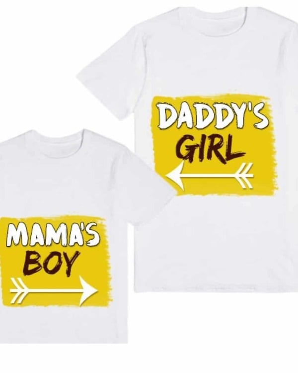 Kids family tshirt mommy boy daddy girl white print comfortable special occasion wear