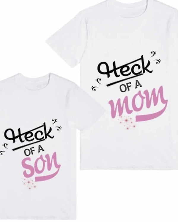 Mother son matching tshirt personalized white print comfortable special occasion wear