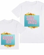Baby sibling tshirt roomies print white design comfortable special occasion wear