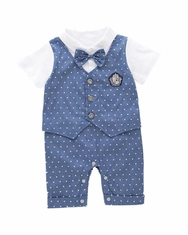 Infant toddler boys party style birthday romper with cute bow tie, stylish and festive