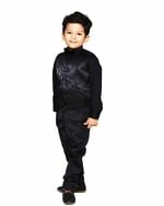 Black bow tie set with boys waistcoat and tuxedo shirt, stylish and cute for parties or weddings