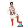 Cream designer kurta with jacket and pant cut pajama for kids, stylish and festive