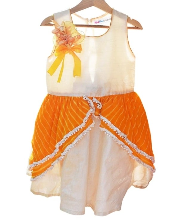 Ethnic baby frock Rajasthani Leheriya for girls, stylish and cute for weddings or gifting