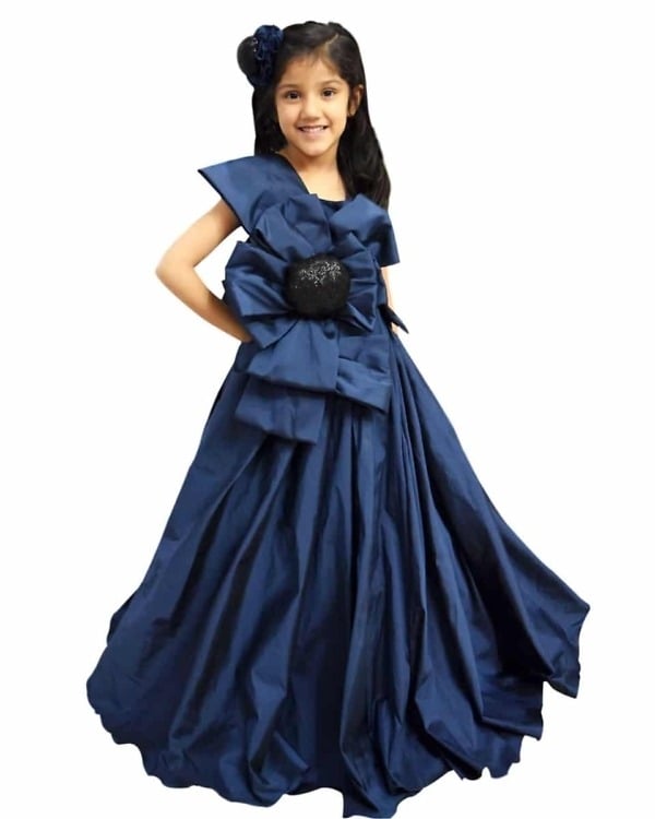 Navy blue princess ball gown for girls, stylish birthday party wear, cute gift