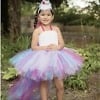 Rainbow unicorn birthday tutu dress for girls, cute festive wear