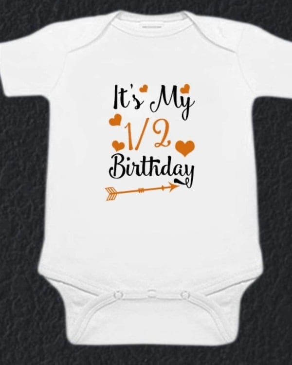 “Half Birthday” onesie for babies, cute milestone celebration outfit