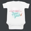 Baby first new year onesie white festive print comfortable celebration outfit gift