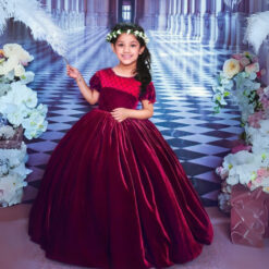 elegantburgundyvelvetgownforbabygirlchildrenvelvetdress