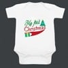 Baby first Christmas onesie white festive print comfortable holiday outfit cute