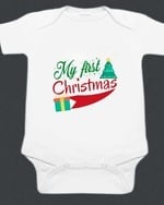 Baby first Christmas onesie white festive print comfortable holiday outfit cute