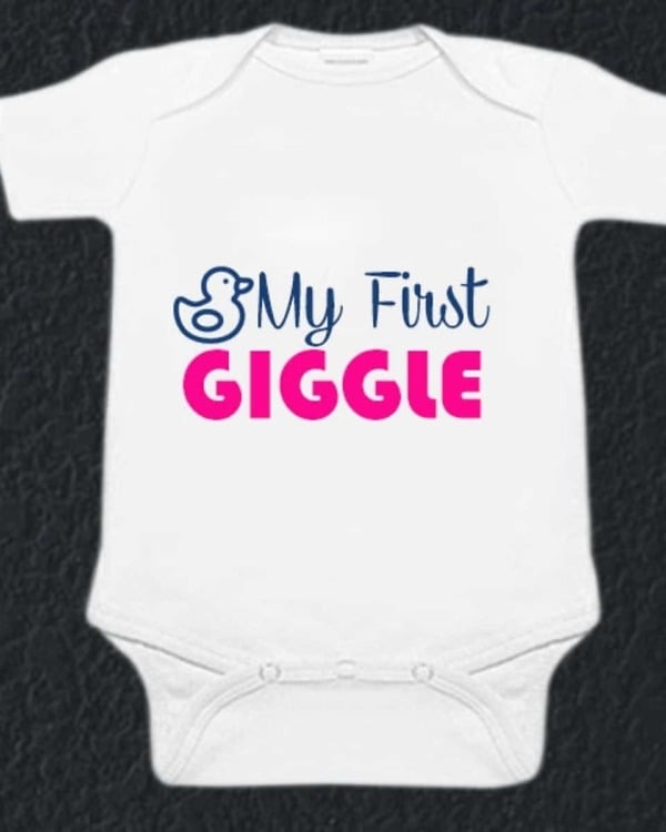 Personalized baby milestone romper white first giggle print comfortable cute memory outfit