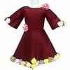 Maroon silk baby girl frock, elegant festive party wear