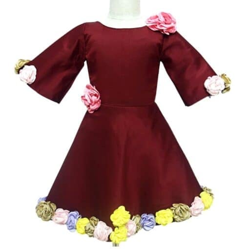 babygirlsilkmaroonfrock