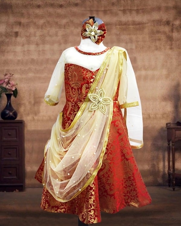 Indo-western gown for baby girl, stylish festival outfit
