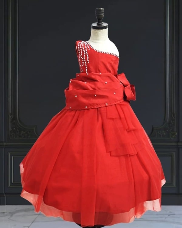 Baby girl one shoulder party gown elegant design stylish comfortable birthday wear
