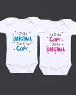 Funny twin baby onesies for boys and girls, cute gifting outfit