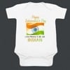 Tri-color baby onesie, stylish festive outfit for infants