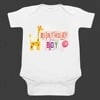 White birthday onesie for baby boy cute celebration wear outfit