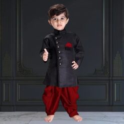 boysblacksherwaniwithmaroondhoti