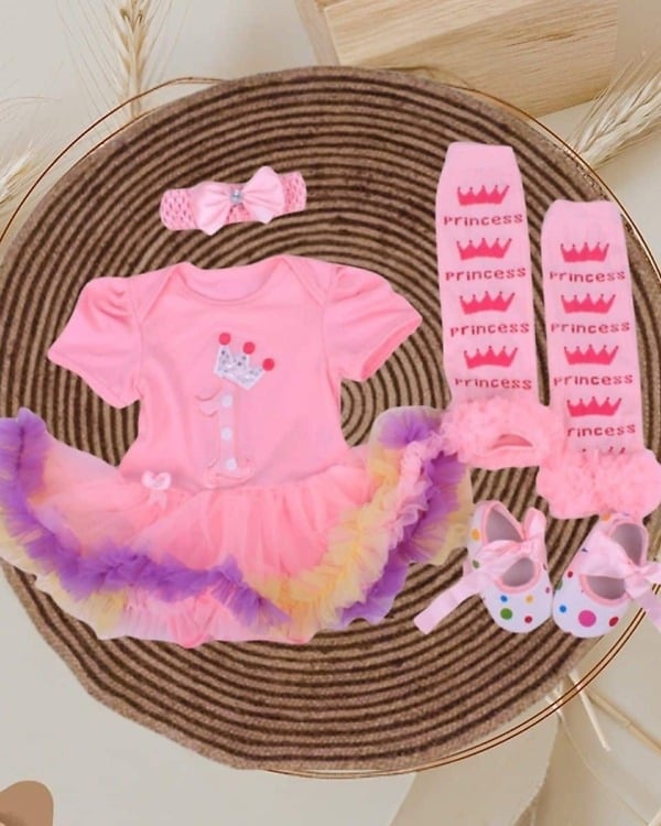 Pink tutu set for baby girl first birthday outfit