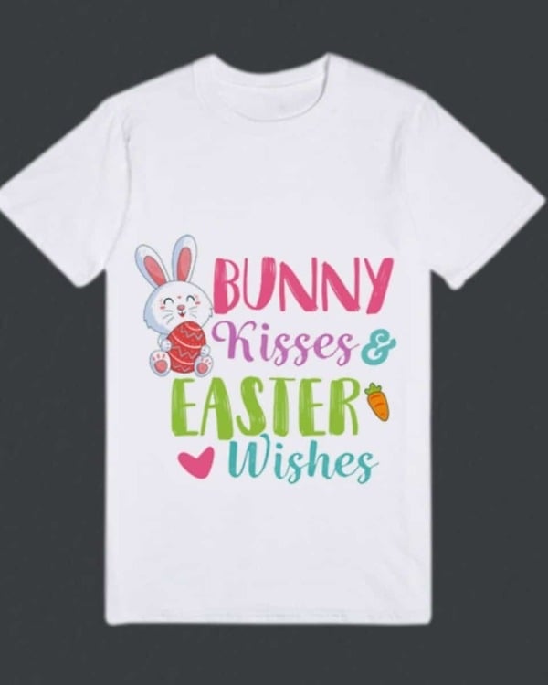 Custom Easter bunny kids t-shirt, cute festive outfit, gifting option