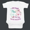 First Mother’s Day baby onesie, white, cute & gift-ready