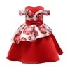 Trendy red off-shoulder party dress for kids, stylish and festive