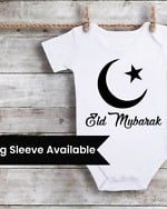 Personalized Eid Mubarak outfit for babies, stylish festival wear, cute gift idea