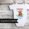 Personalized holiday romper for baby cute travel themed gift outfit