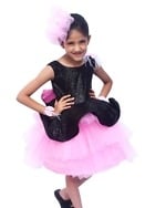 Baby girl black pink dress, stylish special occasion wear