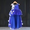 Blue high-low dress, baby girl birthday party outfit, stylish and playful