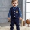 Baby boy navy blue waistcoat trouser shirt 3 piece set for wedding cute formal kids party wear