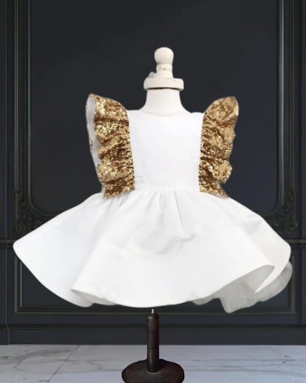 Baby taffeta party wear silk frock, girls festive birthday outfit