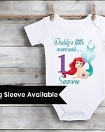 Cute daddy little mermaid baby onesie perfect for themed photoshoot and casual baby wear