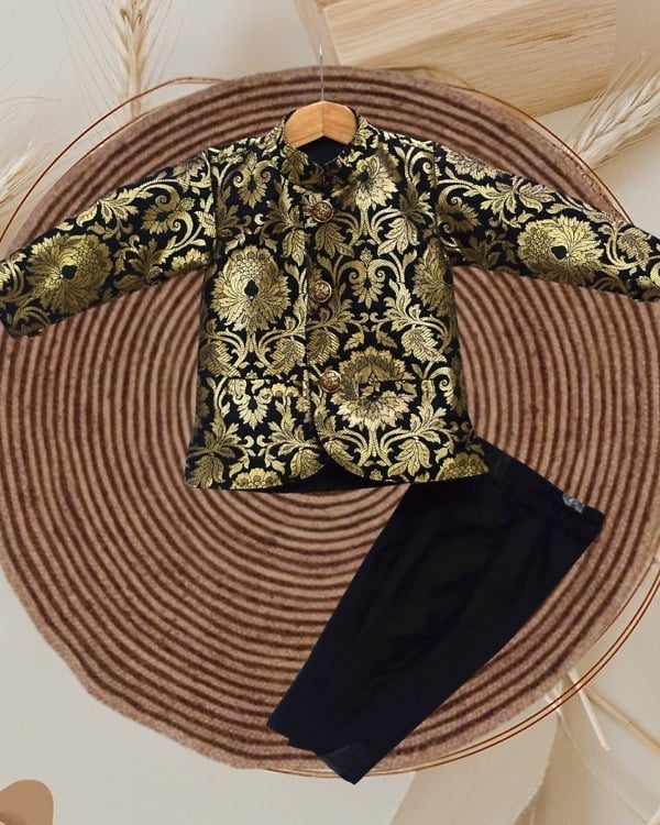 Black Jodhpuri coat for boys stylish wedding party wear formal outfit