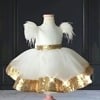 Luxury white and gold party dress, toddler girl, birthday or festive, stylish