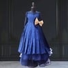 Luxury royal blue high-low dress for girls, stylish birthday gown