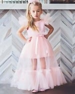 Pink tulle princess dress for baby girl cute birthday party wear outfit