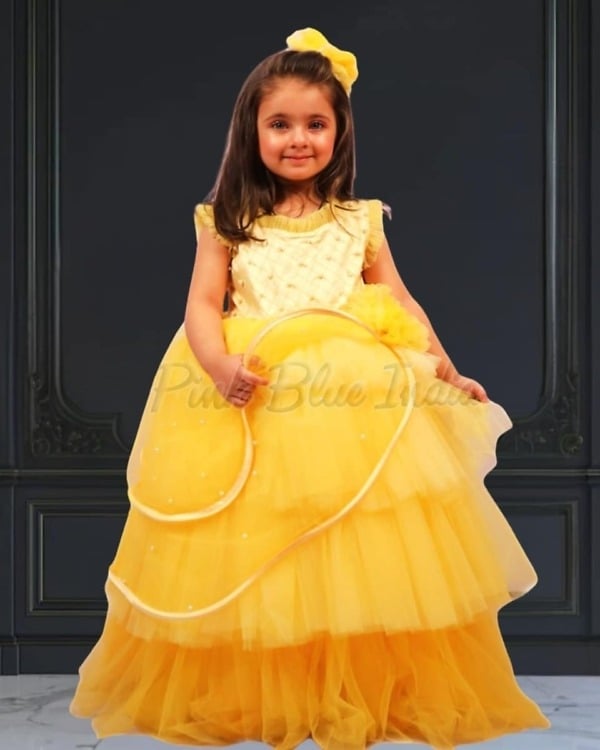 Baby Girl Pary wear Beautiful Yellow Gown